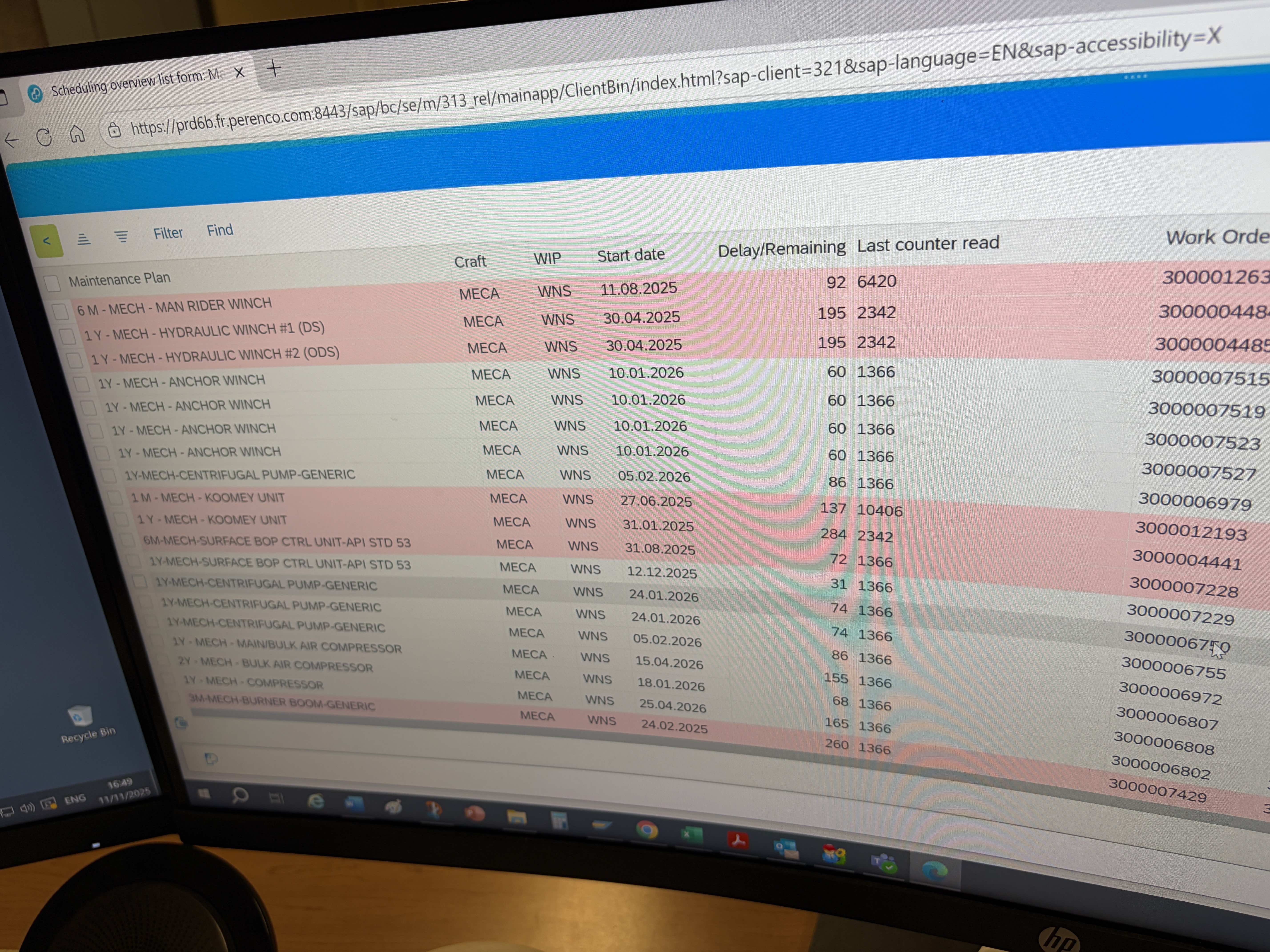AXIMA &mdash; overdue PM (SAP scheduling overview)