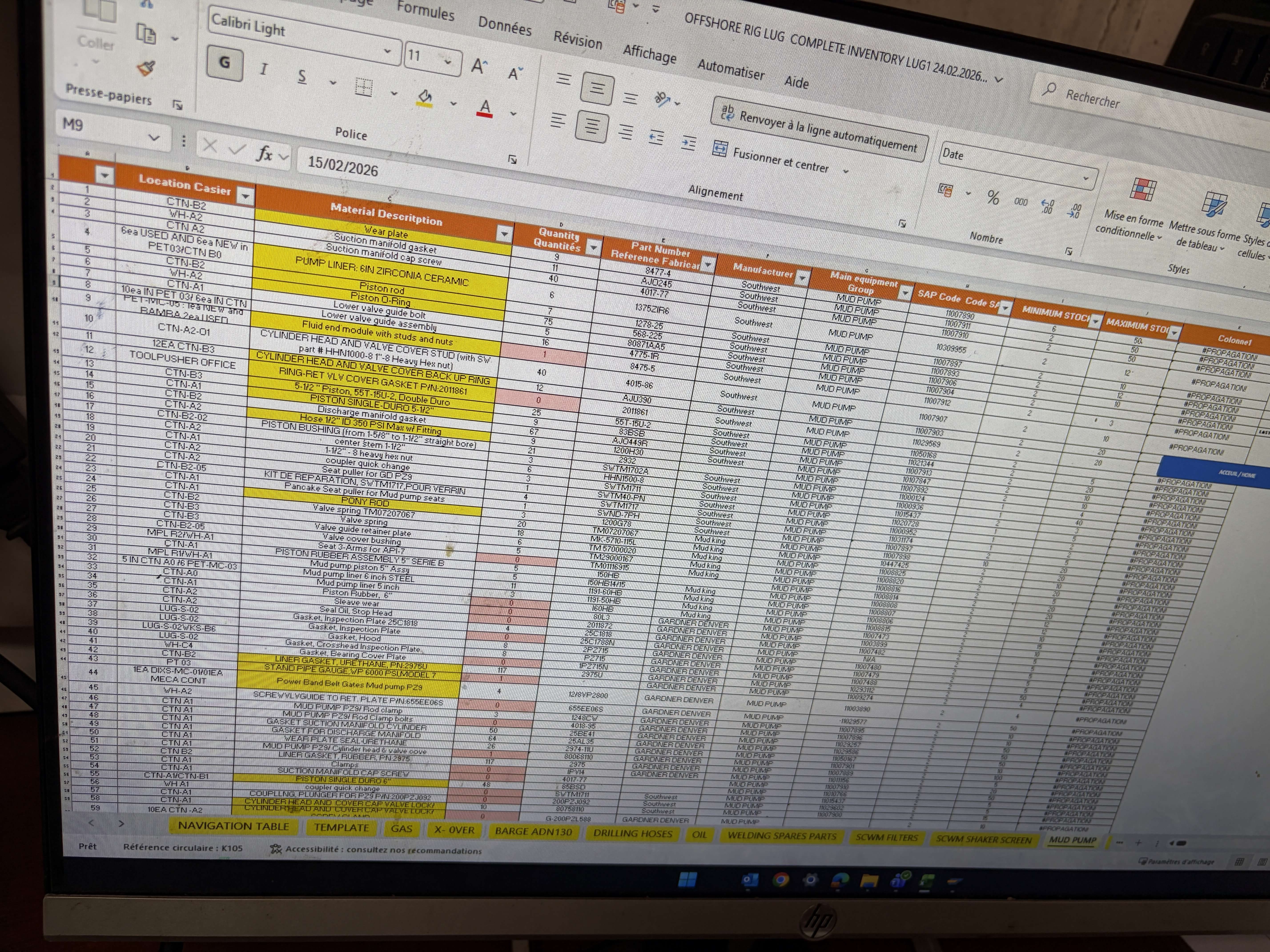 LUG &mdash; inventory kept in Excel